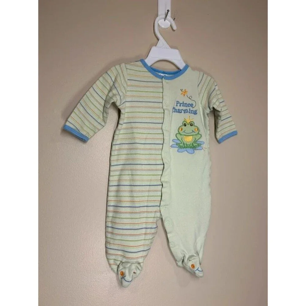 Nursery Rhyme 6M Baby Boy Striped Prince Charming Fog Footed Snap Pajamas